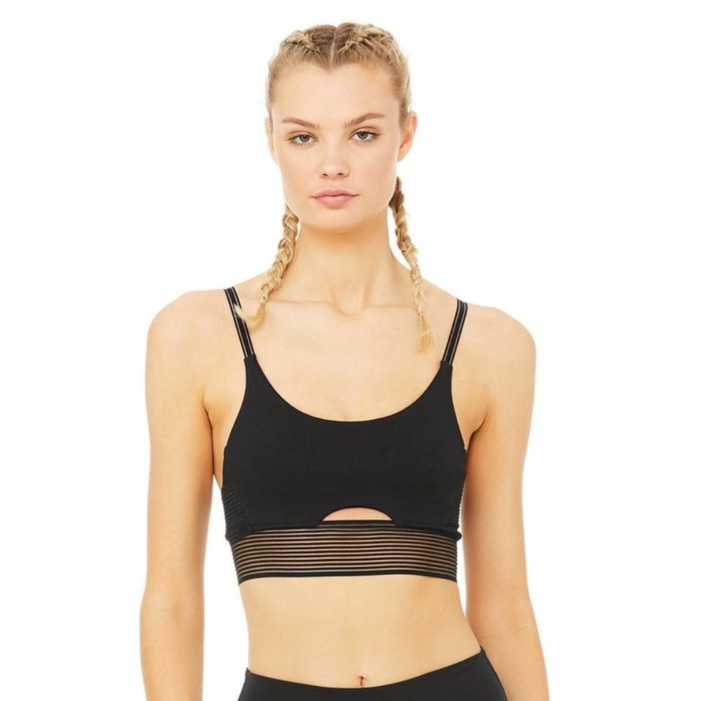 ALO Yoga Black Strappy Cutout Sports Bra